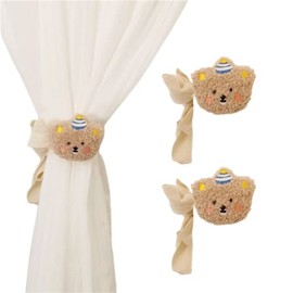 Curtain Tieback 2pcs Cartoon Bear Curtain Ties Decorative Rope for Baby’s Room Bedroom Window Treatment (Light Brown)