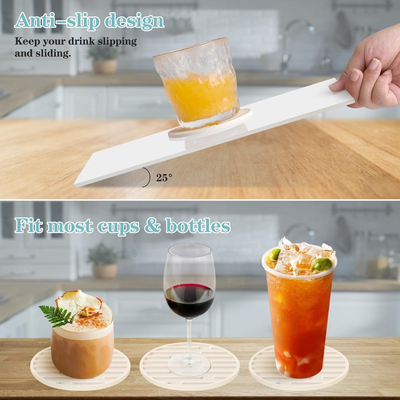 Armrouns Silicone Coasters for Drinks, Thickened Coasters Cup Mat, Heat