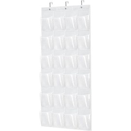 Over The Door Shoe Organizer - Space Saving Shoe Rack for Closet Door with 24 Pockets and Hook, Shoe Holder  of Door Organizers for Shoes, Hanging Shoe Organizer (white) - Color: White, Size: 1pc