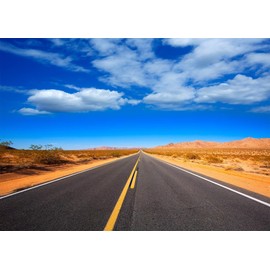 CORFOTO 7x5ft Fabric Desert Highway Backdrop Countryside Desert Road Background Route 66 Death Valley Straight Road Backdrop for Travel Party Banner Men Kids Photoshoot Artistic Portrait Props