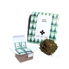 Art of Tea | Organic Mint Green Tea | 12 Count Pyramid Tea Bag Sachets | Spearmint Tea | Organic Peppermint Tea bags