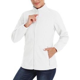 TACVASEN Women's Full Zip Fleece Jacket Fall Casual Long Sleeve Sweater Coats Soft Sweatshirts With Pockets White 2XL