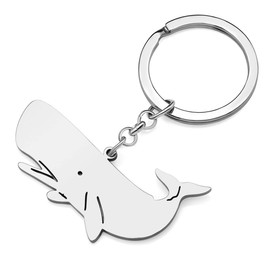 DALANE Stainless Steel Whale Key Ring Fish Keychain Ocean Life Jewellery Whale Gifts for Women Girls, Silver plated whale