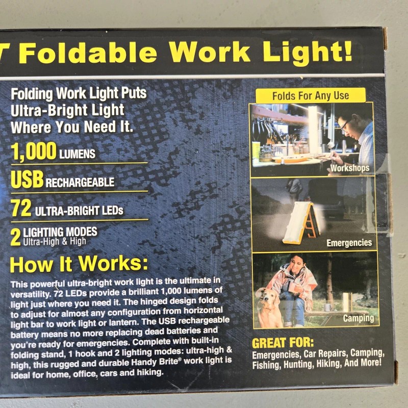 HANDY BRITE Ultra-Bright 72 LED Foldable Work Light 1000 Lumens
