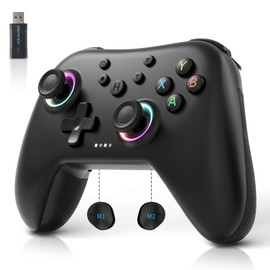 AceGamer Aurora Generation 2.4G Wireless Bluetooth Controller for PC/Android/Switch/iOS/Steam Deck with Linear Motors, RGB Hall Effect Joysticks - Upgraded PC Gaming Controller and Back Buttons Lock