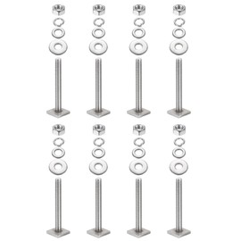 PATIKIL T Slot Bolts M8 x 65mm, 8 Set Square Head T Bolts Roof Rack Stainless Steel T Track Bolts with Nut Washers for Bike Ski Kayak Rack