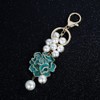 SWJEWEL Flower Blossom Cute Keychain for Women Shiny Rhinestone Faux