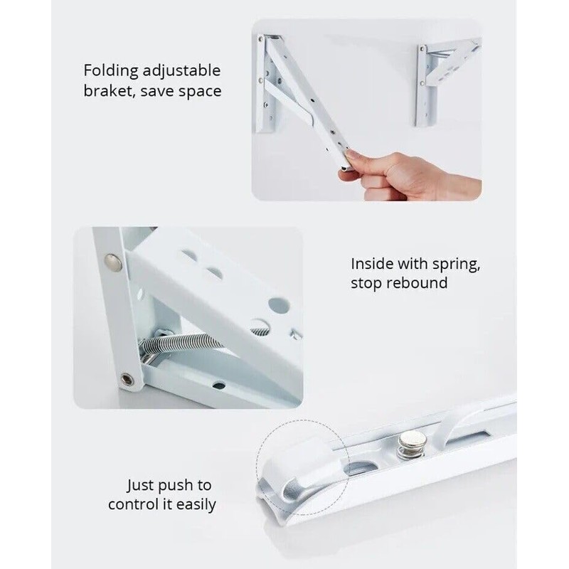 Folding Shelf Brackets - 8 Inch 2 Pcs Heavy Duty