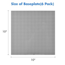 Lekebaby Set of 6 Building Plates, Compatible with Different Building Blocks, 25 x 25 cm, Base Plates, Grey