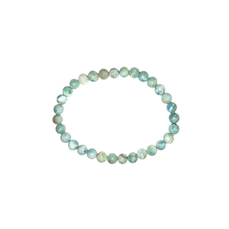 Larimar Armband, Edelstein Kugelarmband Larimar Stein 5 mm für Damen