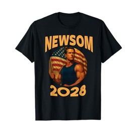 Gavin Newsom 2028 Political Satire Muscle American Patriot T-Shirt