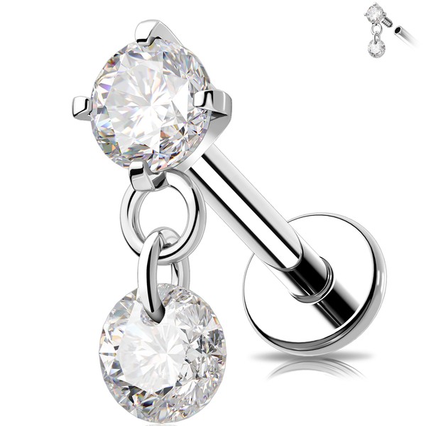 Melighting Flat Back Stud Earrings Dangle Cartilage Earring Internal Thread