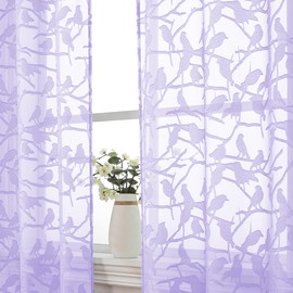 OVZME Anji 2 Panels Sheer Curtains 72 Inches Long, Balance Light & Privacy Textured Semi Sheer Drapes for Bedroom Living Room, 38Wx72L, Lavender
