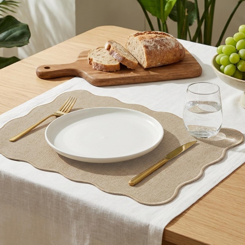 AHHFSMEI Faux Linen Placemats Set of 6 Heat Resistant Non-Slip