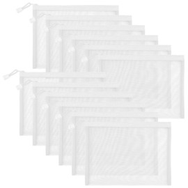 12-Pack Nylon Mesh Pouches – Versatile Travel & Makeup Organizer Bags for Toiletries, Cosmetics & Accessories