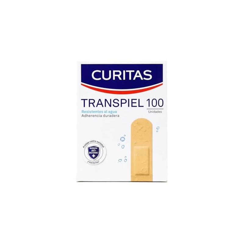 CURITAS TRANSPIEL Resistentes al agua 19x72mm. Caja c/100 Pzs.