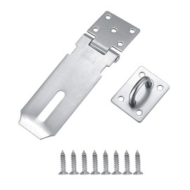 Padlock Hasp,1 pcs Stainless Steel Heavy Duty Hasp Staple with 8 Screws,Door Clasp Shed Locks and Latches Security Gate Hasp and Staple Lock for Doors(Silver 4 inches)