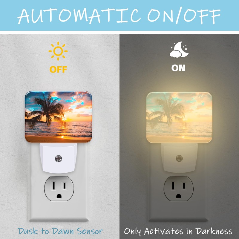 AKKAVNIA Tropical Sea Beach Night Light Plug-in Wall Decorative Night