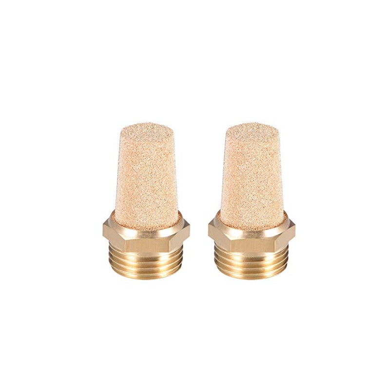 sourcing map Set of 2 brass silencers, G1/2, adjustable silencer