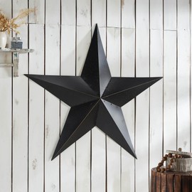 VHC Brands Patriotic Metal Star Speckled Distressed 48x48, Independence Day Decor, Decorative Wall Hanging, Rustic Farmhouse Decorations, Country Black, Vintage Tan
