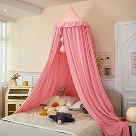 Dix-Rainbow Large Children Bed Canopy soft pink Round Dome Girls Mosquito Net Kids Princess Play Tents Nursery Room Decoration for Baby