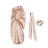 Baluue 3Pcs Satin Bonnet with Wide Elastic Band for Women