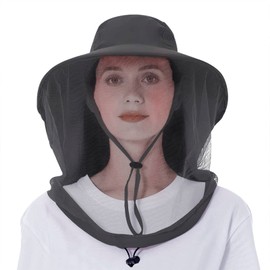 Beisto Mosquito Head Net Hat Bug Hats with Netting Sun Hat Bucket Hat Gardening Hat Bee Keeper Hats Safari Fishing Hat Gnat Hat Dark Gray