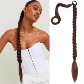 Braid Extensions Pferdeschwanz Verlängerung mit Haargummi 80 cm Wicklung um den Pferdeschwanz mit Haarverlängerungen Ponytail Geflochten Kunsthaar Haarverlängerung Pferdeschwanz Zopf für Damen