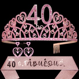 40th Birthday,40th Birthday Tiara and Sash,40 and Fabulous,40th Bday Crown for Women,Gift for 40 Year Old Woman,40th Birthday Favor for Women,40th Birthday Decoration for Her,40th Bday Tiara