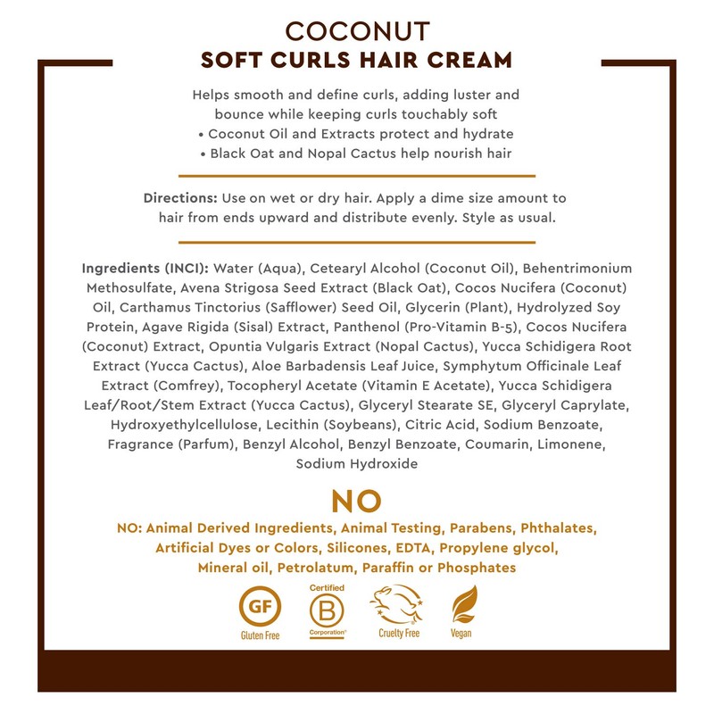 Desert Essence Coconut Soft Curls Hair Cream - Botanically-Based Curl
