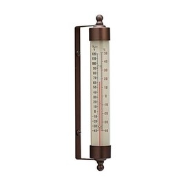 Taylor Heritage Collection Spirit-Filled Metal Thermometer, Indoor Outdoor Wireless Thermometer for Patio, Pool, and Indoor Areas, 7.5-inch, Bronze