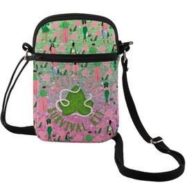 MEIKIUP Sorority Makeup Bag Pink and Green Shoulder Bag Greek Sorority Gift Sorority Paraphernalia Gifts (Pretty CB)