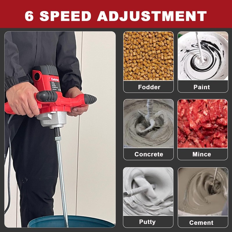 Cement Mixer, Handheld Electric Concrete Mixer, Portable Mortar Mixer with