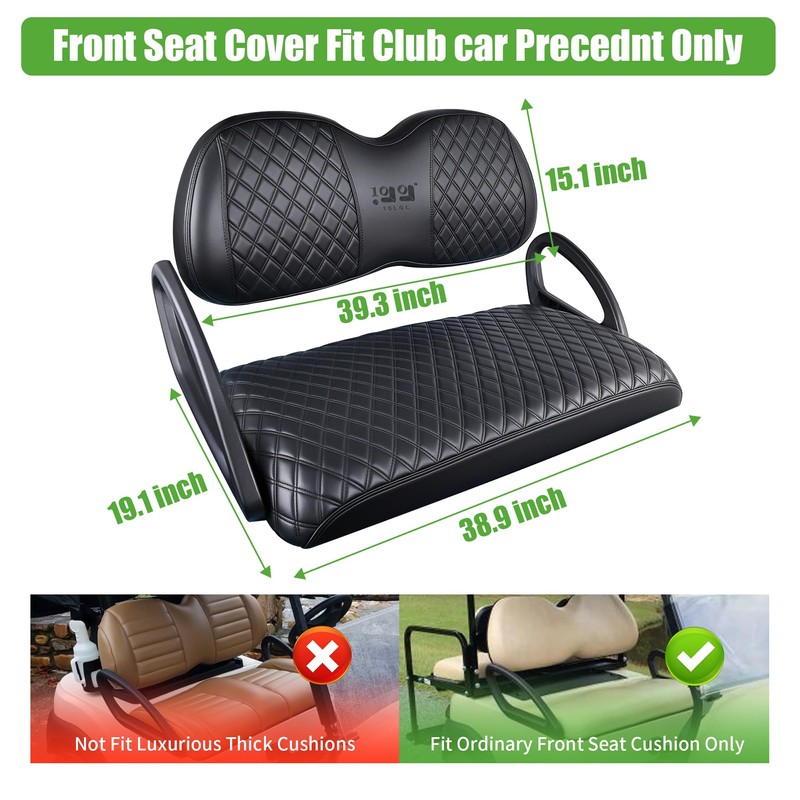 10L0L Golf Cart Seat Covers for Club Car Precedent,Diamond Pattern,Vinyl