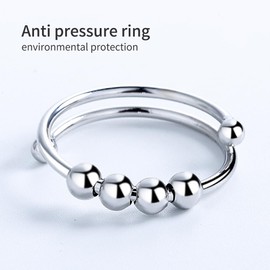 Adjustable Anxiety Ring 925 Sterling Silver for Women Fidget Ring for Anxiety and Stress - Spinner Ring as Women's Jewellery and Gift for Women, Stainless Steel