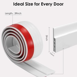 XIAOHEMIAO Under Door Draft Stopper & Weather Stripping Door Seal - Easy to Install, Block Noise & Cold Air, Reduce Wind/Breeze,Perfect Door Stoppers for Bottom of Door (White, 2“ W x 39” L),2-Pack