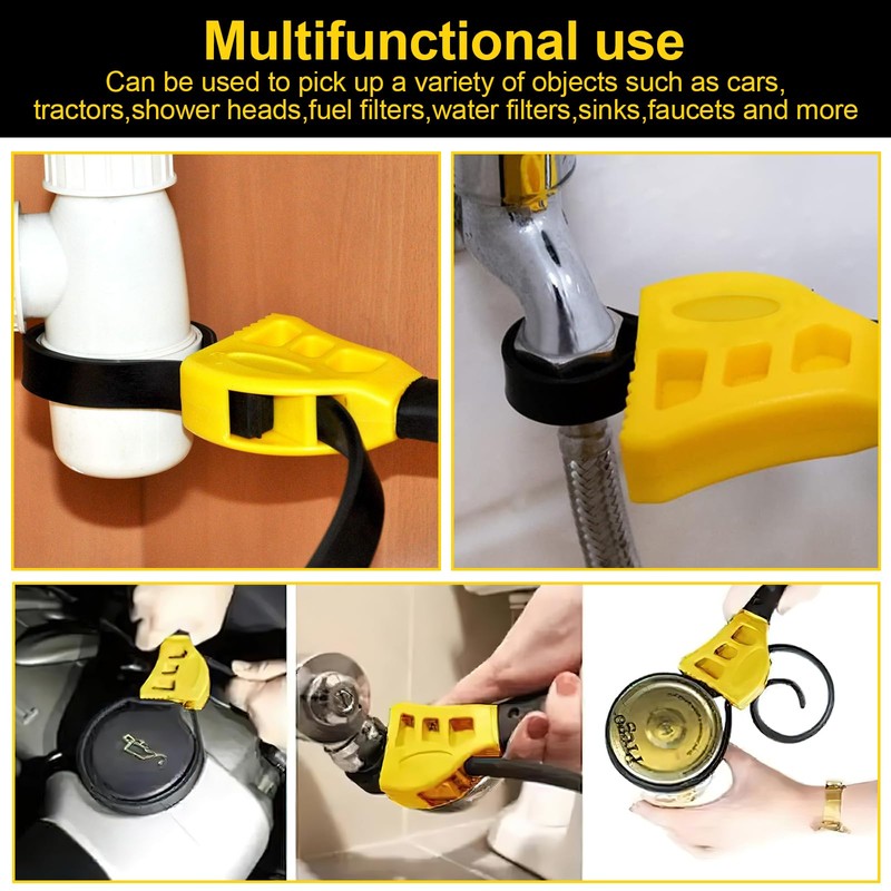 Strap Wrench Set, 2Pcs Adjustable Rubber Strap Wrench, Oil Filter