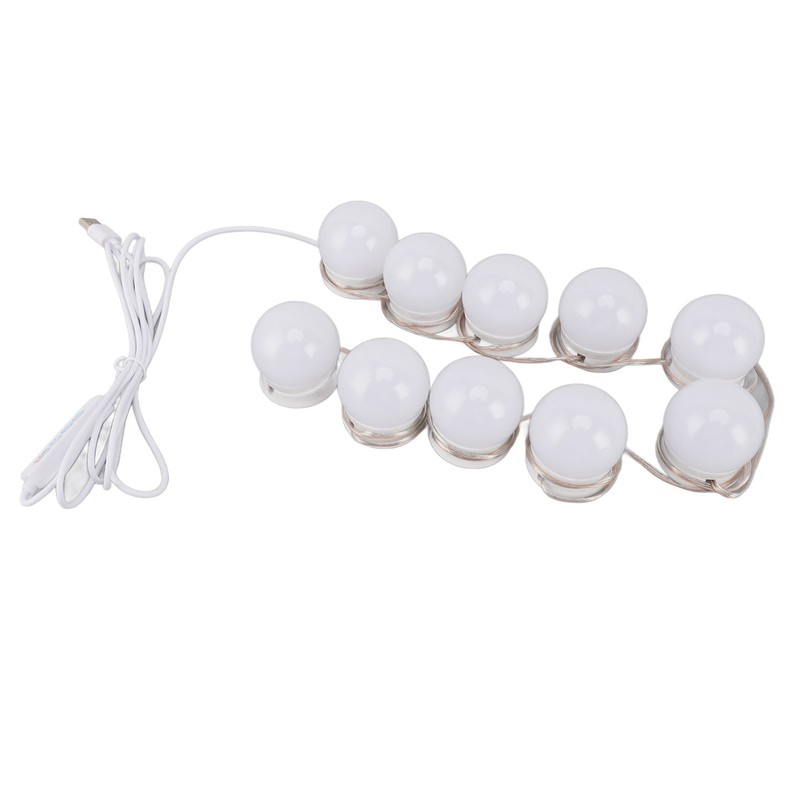 LED Vanity Lights with 10 Dimmable Bulbs USB Adjustable Color