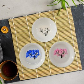 Glomora Cold&Hot Temperature Two-way Color Changing Sakura Sake Cup, Japanese Ceramic Sake Cups, Temperature Color Changing Cup, for Home and Office Use