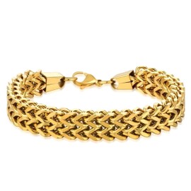 Frigotine Chunky Gold Miami Cuban Link Chain Bracelets for Men Women, Hip Pop Trendy Statement Stainless Steel Bracelet Stackable Jewelry Gifts