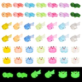 42pcs Mini Resin Animals, Mini Glow Ocean Animal Statue Tiny Resin Marine Animal Ornaments Cute Crab Shark Turtle for DIY Crafts Miniature Landscape Dollhouse Decoration