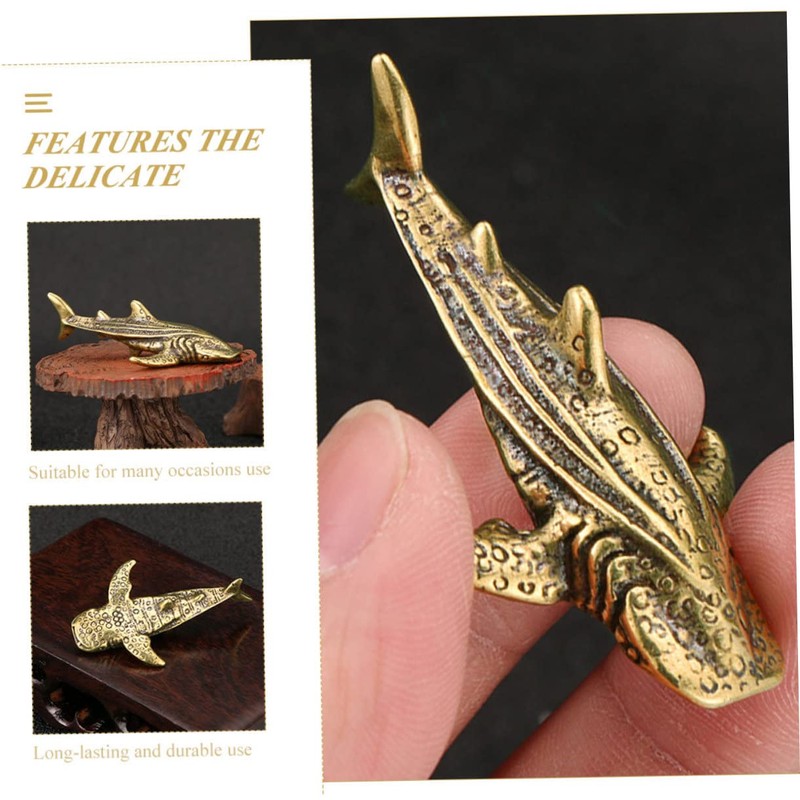 CORHAD Brass Shark Ornament Unique Desktop Decoration Small Shark Sculpture
