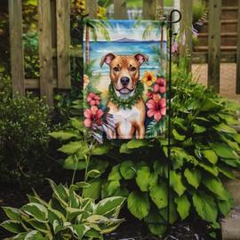 Caroline's Treasures DAC6490GF Pit Bull Terrier Luau Garden Flag Mailbox Flag Decorative Yard Flag Banner Outside Patio Artwork Yard Flower Beds, Garden Size, Multicolor