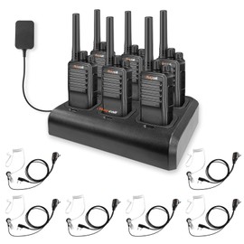Maycall MC-528 6 Pack Walkie Talkies with Earpiece, Portable FRS Two Way Radios, 2 Way Radio Long Range, 1200mAh Battery Rechargeable, VOX with 6 Way Multi Unit Charger for Restaurant Business School