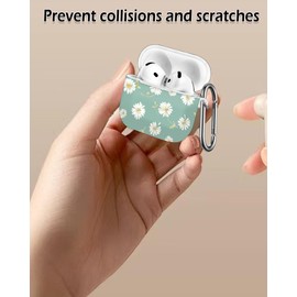 Case Compatible with AirPod 4th Generation 2024,Shockproof Protective Case Cover with Keychain for Women Men,Wireless Accessorie Charging Cases for Airpod 4th - Cute White Daisy