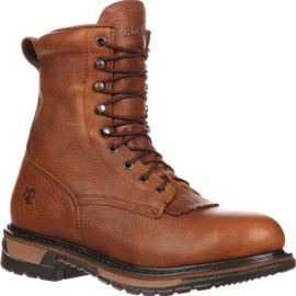 ROCKY Original Ride Lacer Waterproof Western Boots, Tan Pitstop, Size 7.5(ME)
