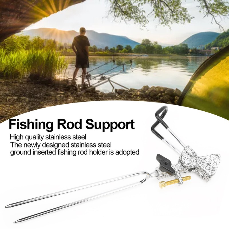 Stainless Steel Fishing Rod Holder 360° Rotatable Adjustable Ground Insert
