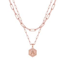 Rose Gold Layering Initial Necklaces for Teen Girls - Teen Girl Gifts for Women Letter Initial A Necklace Choker Necklaces for Teen Girls Rose Gold Layered Necklaces for Girls Gifts Jewelry