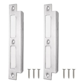 sourcing map Door Strike Plate, 2Pcs 155mm x 35mm 201 Stainless Steel Latch Deadbolt Strike Plate for Door Frame Door Jamb, Silver