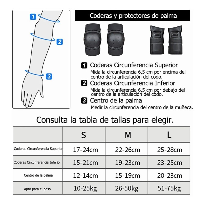 6pcs Rodilleras Coderas Y Muñequeras Protección Para Adulto